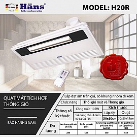 Quạt mát âm trần tích hợp thông gió – H20R