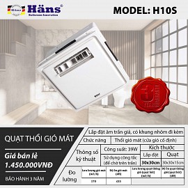 Quạt mát âm trần công tắc Häns – H10S