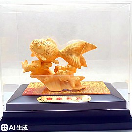 Tượng decor cá vàng mạ vàng 24K